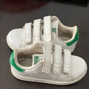 Adidas Kids White Sneakers with Green Accents